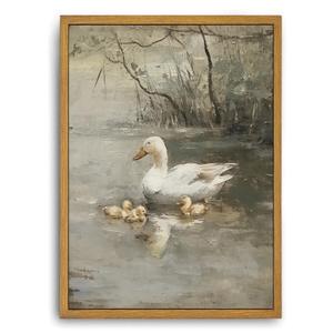 Framed Vintage Duck Canvas Wall Art, Farmhouse Animal Pictures Wall Decor, Rustic Country Nature Paintings Prints Cottagecore Home Decor Artwork for Living Room Bedroom Bathroom 16x24in
