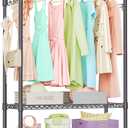 IZEUK 3 Tier Heavy Duty Garment Rack Wire Clothes Rack for Hanging Clothes, Metal Freestanding Closet Wardrobe Rack with 1 Rod and Side Hooks Dark Grey 15.7" D x 45.3" W x 72.4" H