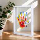 Family Handprint Frame Kit for 4 with 12 Paint Colors&12 Pens, Fun DIY Craft Art Print Handprint Keepsake, Family Gifts for Christmas Mother's Father's Day Birthday Anniversary, Grandparent (White)