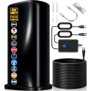2026 Upgraded TV Antenna for Smart TV Indoor, 360° Strongest Range Reception, TV Antenna for Local Channels Enhanced Signal Booster, HDTV Digital TV Antenna Indoor HD,Supports 8K 4K 1080P (CurvePlate)