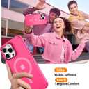 DUEDUE for iPhone 16 Pro Case Magnetic[Compatible with Magsafe], Translucent Matte Back Protective Cover Anti-Scratch Shockproof Phone Case for iPhone 16 Pro 6.3", Hot Pink