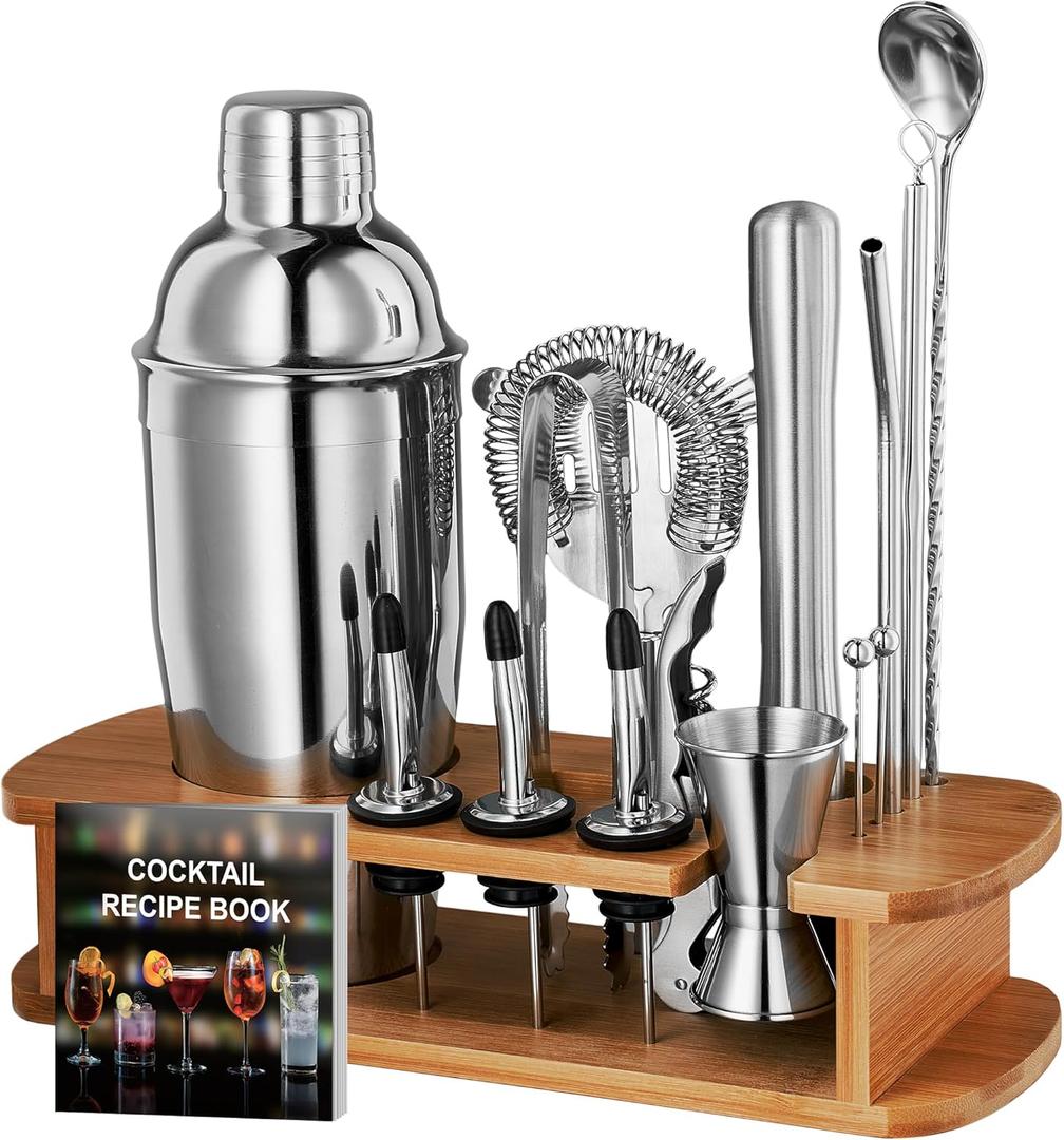Cocktail Shaker Set - 17 Piece Stainless Steel Mixology Bartender Kit, Drink Martini Shaker, Home Bar Accessories, Cocktail Kit, Stainless Steel Bar Set, Shakers Bartending