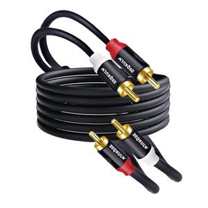 2RCA Audio Cable 20 ft 2RCA Male to 2RCA Male Stereo Dual RCA Cables Shielded Gold-Plated 2 RCA Subwoofer/Speaker Cable for car Audio Video Cord, Hi-Fi Systems or Home Theater, HDTV (1,Black, 20FT)