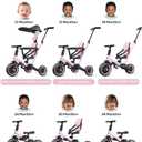 newyoo Tricycle for Toddlers 1-3, Toddler Tricycle with Push Handle and Canopy, Toddler Bike, Birthday Gift and Toys for Girl and Boy, 6 in 1 Baby Trike, Balance Bike, TR009, Pink, Large