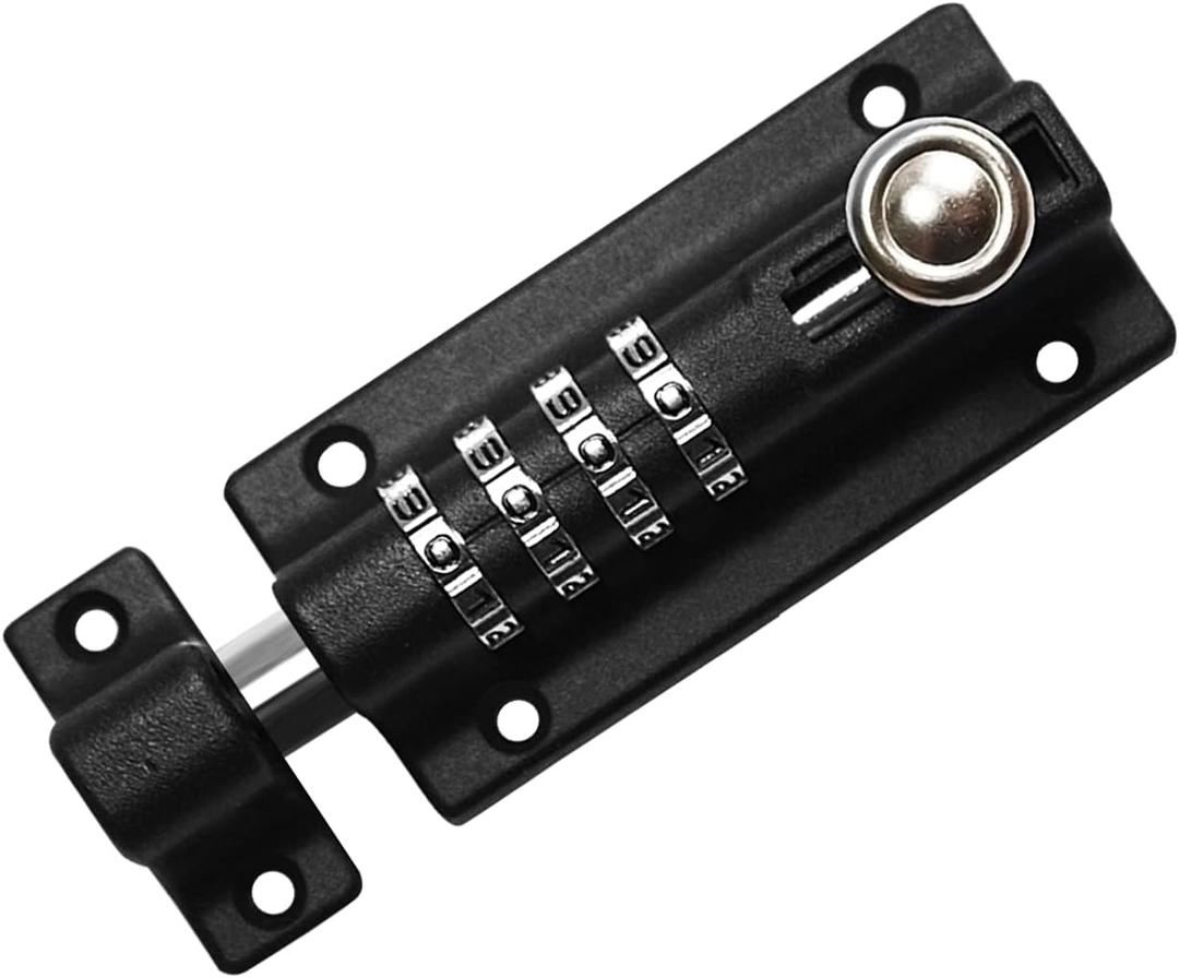 Combi-Bolt,Combination Locking Bolt,Set Your Own Code,Thicken Solid Zinc Alloy,Home Reinforcement,Iron Gates,barns,Fences,childproofing,cupboards,Workshop,1Pack,Black,SISAV557