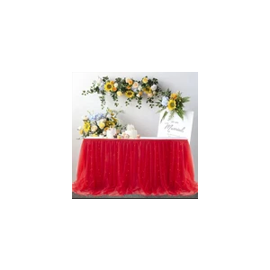 ALBASSA Tulle Tutu Table Skirt, Red