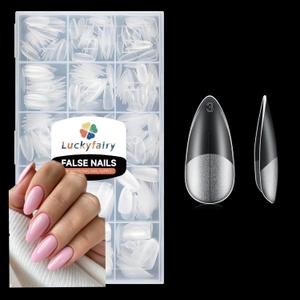 Nail Tips Almond Shape, 360pcs Double-sided Matte Full Cover Soft Press on Nails, 15Sizes Pre-shape Matte Almond Nails Tips Long Last Acrylic Nails Soak Off Nail Extension Salon DIY Home
