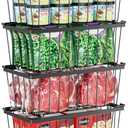 iSPECLE Chest Freezer Organizer Bins - 4 Pack Small Stackable Freezer Organizer Bins for 5 to 7 Cu.FT Small Deep Freezer (14.7"L X 7.1"W X 6.1"H) Easy to Get Food from Bottom without Digging, Black