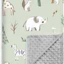 BORITAR Baby Blanket for Boy Girls Soft Lightweight Minky Blanket with Double Layer Dotted Fleece Backing for Toddler Infant Newborn with Lovely Woodland Animal Design, 30 x 40 Inch