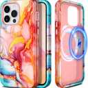 Casetego for iPhone 13 Pro Max Case,Compatible with MagSafe,[Military Grade Drop Test] Full Body Protection Slim Shockproof Rugged Marble Women Girls Case for iPhone 13 Pro Max 6.7 inch,Rose Gold