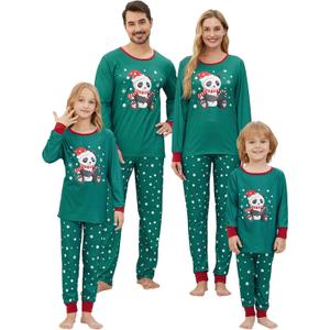 MyFav Christmas Pajamas for Family Cute Snowman Print Long Sleeve PJS Set (S)