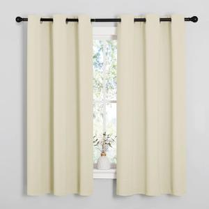 NICETOWN Kitchen Curtains for Decoration, Thermal Insulated Grommet Room Darkening Draperies/Panels for Laundry (Beige, 2 Panels, W42 x L63 inches)