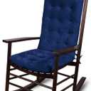ELFJOY Rocking Chair Cushion Large Rocking Chair Pads with Ties Premium Tufted High Back and Seat Cushion 2 Piece Set Navy