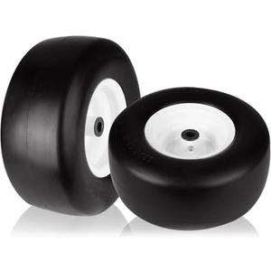 2Pcs 13x6.50-6" Flat Free Tire and Wheel, 13x6.50-6 Zero Turn Mower Tires, Smooth Tread Lawn Mower Tire with Rim for Commercial Grade Lawn Mowers Deck 66"& Below | 4-7.1" Centered Hub | Bore ID 5/8"