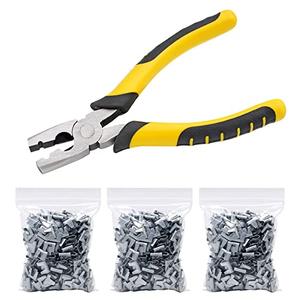 HHNIULI 900 Pieces Wire Cage Clips with 1 Piece Wire Cage Buckle Snap Plier, Hog Wire Pliers Hog Ring Pliers for Chicken Pet Dog Cat Cage HHNIULI 900 Pieces Wire Cage Clips with 1 Piece Wire Cage Buckle Snap Plier, Hog Wire Pliers Hog Ring Pliers for Chicken Pet Dog Cat Cage