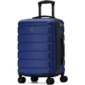 Flight Knight 22x14x9" Expandable Carry On Suitcase Hardside TSA Lock USB C Port Lightweight Luggage Silent Double Spinner Wheels Maximum Overhead Carry-On Bag For American & United Approved Airlines