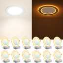 Amico 12 Pack 6 Inch 5CCT LED Recessed Ceiling Light with Double Ring Night Light, 2700-5000K Selectable Ultra-Thin Recessed Lighting, 12W=110W, 1100LM, Dimmable Canless Wafer Downlight, ETL, FCC