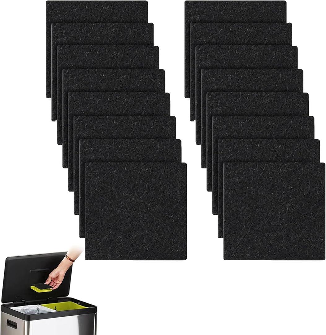 16-Pack Trash Can Odor Absorbing Filter Refills Compatible with EKO Trash Can, Activated Charcoal Deodorizer Stick-On Filters - Garbage Can Odor Eliminator and Absorber for Indoor and Outdoor Bins