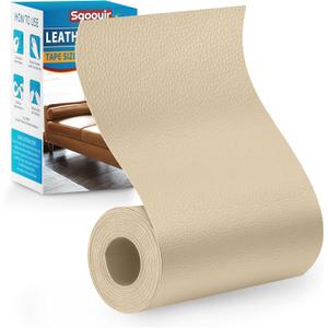 Sgooyir Leather Repair Patch Tape Kit, 4" x 63" Self Adhesive Leather Repair Patch for Furniture, Vinyl Leather Repair Kit for Car Seat, Chairs, Couch, Sofa, Boat Light Beige