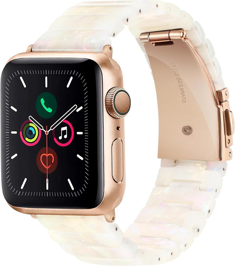 HOPO Compatible With Apple Watch Band 38mm/40mm/41mm/42mm/44mm/45mm/46mm/49mm Series Ultra/11/10/9/8/7,Resin Strap Bracelet Wristband Thin Lightweight Replacement For iWatch Bands Series 6/5/4/3/2/1/SE for Women Men