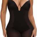 SHAPERIN Women's Backless Shapewear Tummy Control Body Shaper Bra Faja U Plunge Low Back Mid Thigh Bodysuit XL
