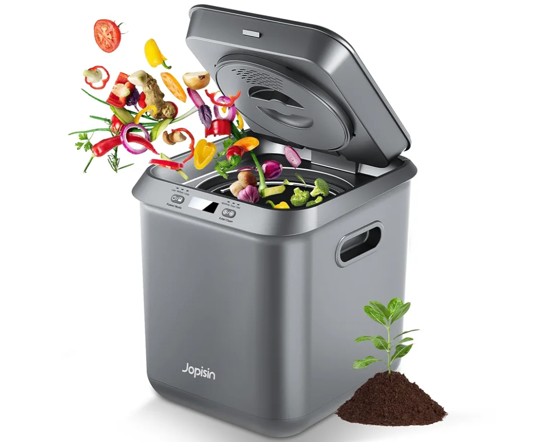 Electric Kitchen Composter for Indoor: 2.5L Large Capacity Odorless Smart Compost Bin with Detachable Carbon Filter, Updated Grinding Blade Turn Waste into Pre-Compost for Plants More Effectively