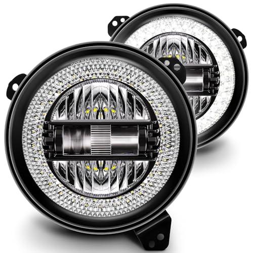 TRUE MODS 9 Inch Round LED Headlight Replacement for 2018-2025 Jeep Wrangler JL JLU Unlimited Gladiator JT Accessories [DOT Approved] [Crystal HALO DRL] Sealed Beam Front Head Light Lamp Bulb