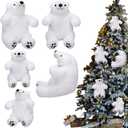 5 Pcs Large Christmas Polar Bear Decoration Set Christmas Tree Ornament White Polar Bear Stuffed Animal Plush Cuddly for Winter Tree Decoration