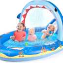 SULIFEEL Dinosaurs Inflatable Play Center Kiddie Pool with Slide and Sprinkler for Children, 96''x59''x39'' Baby Pool for Backyard and Garden