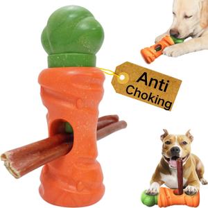 Dog Bully Stick Holder  Safe Chew Toy for Aggressive Chewers, Fun Carrot Design, Prevents Choking, Long-Lasting Treat Time, Ideal for Small to Large Dogs (Carrot Style-7in)