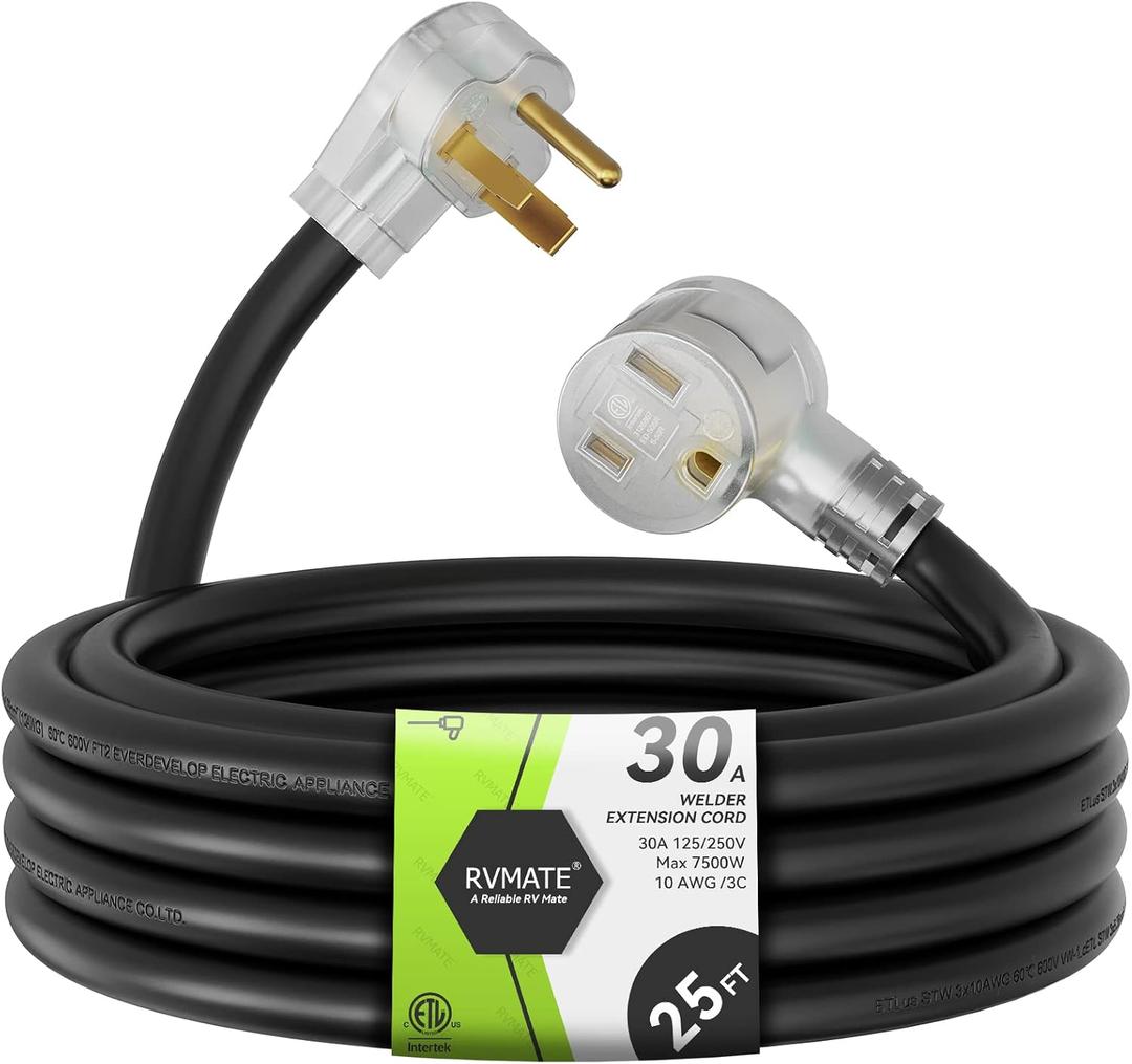 RVMATE 250V 25 Feet Welder Extension Cord, 10 AWG NEMA 6-50 STW Heavy Duty Welding Cord with LED Indicator