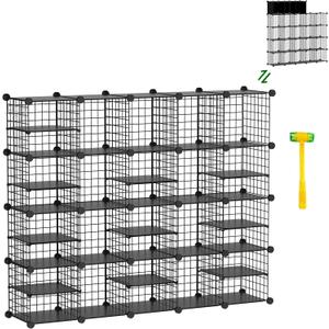 Wire Cube Storage Organizer, 20 Cubes Converted into 23 Cubes, Sturdy Metal Grids Storage Shelf Closet Shelving Units and Storage, Shelves for Bedroom LIvingroom Office