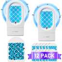 2 Packs Fruit Fly Traps for Indoors, Plug-in Fly Trap Indoor, Gnat Traps for House Indoor, Fly Insect Trap with UV Light, Fly Catcher for Fruit Flies, Gnats, Mosqutioes, Moths (2 Device + 12 Refills)