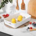 5.5 Quart Casserole Dish,Large Baking Dish Cookware,14.7x10 Inch Deep Lasagna Pan for Oven,Ceramic Bakeware for Baking, Easy to Clean,(White)