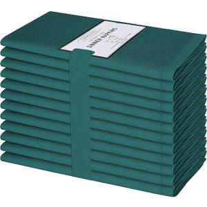 Cotton Clinic Set of 12 Cloth Napkins Gingham Check 100% Cotton 20x20 inches - Soft Durable Washable - Ideal for Events Wedding Christmas Easter - Perfect Everyday Use Table Dinner Napkins Teal Green