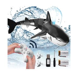 Bennol 2.4Ghz Remote Control Shark Toys for Boys Kids, 1:18 Scale High Simulation Shark for Pool, Electric RC Sharks Fish Toys with Light & Spray Water Function for 4 5 6 7 8 9 Year olds Kid Boys