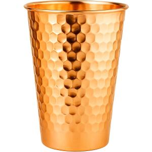 Pure Copper Water Cup (600 ml)  100% Solid Ayurvedic Drinking Glass, Handcrafted Hammered Copper Tumbler for Health & Detox, BPA Free
