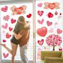 2 x Valentines Day Decorations - Heart Window Clings for Glass | Valentines Decor Indoor Outdoor - Valentine's Day Accessories Party Favors Supplies for Home School Class Office (Red)