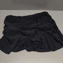 REKITA Women Swim Skirt Solid Color Waistband Skort Bikini Bottom (Black, XXL)