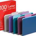 Pendaflex Two Tone Color File Folders, Letter Size, Assorted Colors (Teal, Violet, Gray, Navy and Burgundy), 1/3-Cut Tabs, 5 Color, 100/Box, (02315)