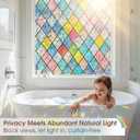 Coavas Window Privacy Film Stained Glass Window Clings 3D Rainbow Film for Glass Door Decorative Colorful Lattice Stickers Static Cling Sun Blocking Door Coverings for Home, 35.4 x 78.7 inch