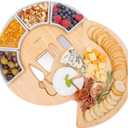 ChefSofi Charcuterie Board Set and Cheese Serving Platter - Made from Bamboo Wood - US Patented 13 inch Cheese Board and Knife Set for Entertaining and Serving - 4 Knives and 4 Bowls