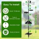 Upgraded Heavy Duty Bird Feeder Pole, 92 Inch Squirrel Proof Adjustable Bird Feeding Station,1 Inch Dia Bird House Pole, 4 Shepherd Hooks for Feeder Stand, Includes Water Bowl & Mesh Tray