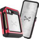 Ghostek Atomic Slim Samsung Z Flip 5 Case - Clear Back with Red Aluminum Metal Bumper, Shockproof & Dual Layer Protective Phone Case, Phone Cover Designed for 2023 Galaxy Z Flip 5 (6.7") (Red)