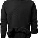 JMIERR Men's 2025 Casual Crewneck Dress Sweatshirts Pullover Fall Fleece Diamond Texture Warm Winter Comfy Long Sleeve (Black, S)