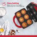 Holstein Housewares Non-Stick 6-Count Electric Cupcake Maker Machine Bakes 6 Cupcakes, Muffins, Pizza Cups, Cinnamon Buns Perfect for Gifts, Birthdays, Holidays, or Bake Sales, Red
