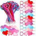 Fainne 150 Sets Valentine's Day Heart Pens Valentine Party Favor Heart Ballpoint Pens with Greeting Cards Set for Exchange Prizes Gift Party Favors Office Supplies