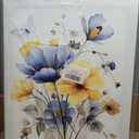 HVEST Blue and Yellow Floral Wall Art Watercolor Flower Butterfly Aesthetic Plant Bathroom Wall Decor, Rustic Wildflower Wall Art for Living Room Bedroom Kitchen Home Office, 20L x 16W Inches