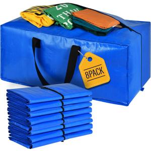 Moving Bags, Storage Totes, Extra Large Storage Bags for Moving Supplies, College Dorm Essentials, Bedroom Closet, Packing Bags with Backpack Handles Zipper Compatible with IKEA Frakta Cart8 Pack (Blue)