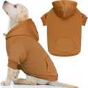 Dog Sweaters for Large Dogs Dog Hoodie Solid Soft Brushed Fleece Clothes Sweatshirt with Pocket(Coffee-L)